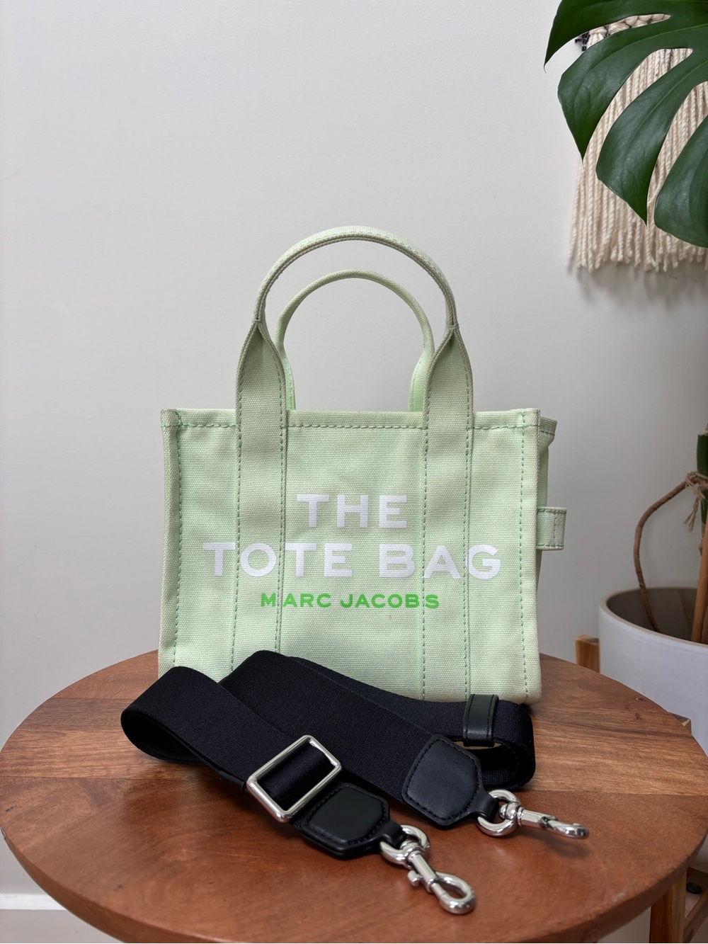 Marc Jacobs Small Tote Bag in Pale Green with Black Strap